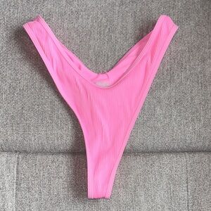 Kulani Kinis High Leg Thong Bikini Bottom In Taffy Pink